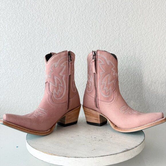 Lane SMOKESHOW Pink Cowboy Bootie Womens 6 Leather Western Cowgirl Short Boots - Picture 8 of 12